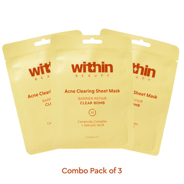 Clear Bomb Barrier Repair Acne Clearing Sheet Mask Pack of 3